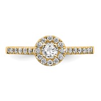 14K Yellow Gold 0.75 Carat Lab Grown Diamond VS SI+ G+ Round Complete Halo Engagement Ring view 4