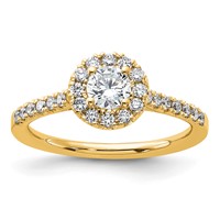 14K Yellow Gold 0.75 Carat Lab Grown Diamond VS SI+ G+ Round Complete Halo Engagement Ring view 1
