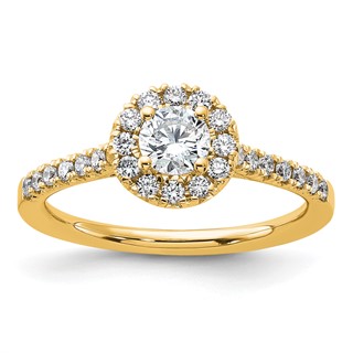 14k 3/4 carat Lab Grown Diamond VS/SI+ G+ Round Complete Halo Engagement Ring