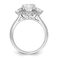 14K White Gold 0.50 Carat Lab Grown Diamond VS SI+ G+ 1.50 Carat Center Round Semi Mount Three Stone Engagement Ring view 2