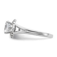14K White Gold 0.50 Carat Lab Grown Diamond VS SI+ G+ 1.50 Carat Center Round Semi Mount Three Stone Engagement Ring view 3