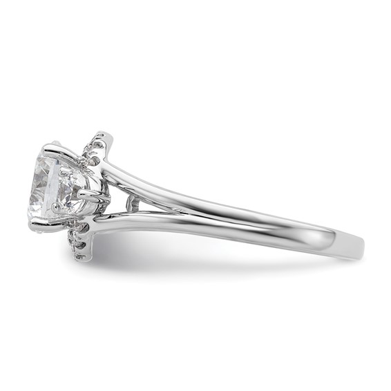 14k White Gold 1/2 carat Lab Grown Diamond VS/SI+ G+ 1 1/2 carat Center Round Semi Mount Three Stone Engagement Ring