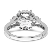 14K White Gold 0.50 Carat Lab Grown Diamond VS SI+ G+ 1.50 Carat Center Round Semi Mount Three Stone Engagement Ring view 5
