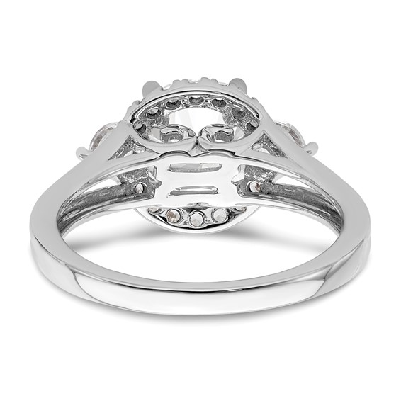 14k White Gold 1/2 carat Lab Grown Diamond VS/SI+ G+ 1 1/2 carat Center Round Semi Mount Three Stone Engagement Ring