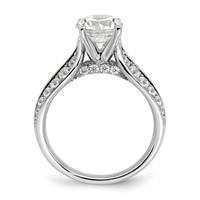 14K White Gold 0.62 Carat Lab Grown Diamond VS SI+ G+ 1.50 Carat Center Round Semi Mount Shared Prong Engagement Ring view 2