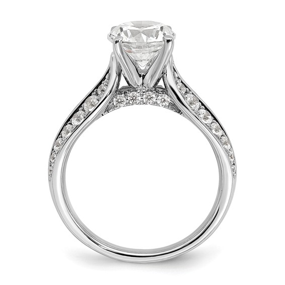14k White Gold 5/8 carat Lab Grown Diamond VS/SI+ G+ 1 1/2 carat Center Round Semi Mount Shared Prong Engagement Ring