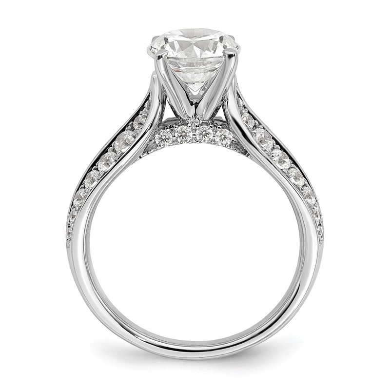 14k White Gold 5/8 carat Lab Grown Diamond VS/SI+ G+ 1 1/2 carat Center Round Semi Mount Shared Prong Engagement Ring