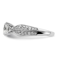 14K White Gold 0.62 Carat Lab Grown Diamond VS SI+ G+ 1.50 Carat Center Round Semi Mount Shared Prong Engagement Ring view 3