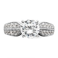 14K White Gold 0.62 Carat Lab Grown Diamond VS SI+ G+ 1.50 Carat Center Round Semi Mount Shared Prong Engagement Ring view 4