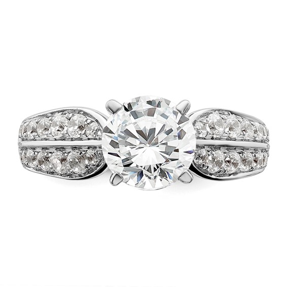 14k White Gold 5/8 carat Lab Grown Diamond VS/SI+ G+ 1 1/2 carat Center Round Semi Mount Shared Prong Engagement Ring