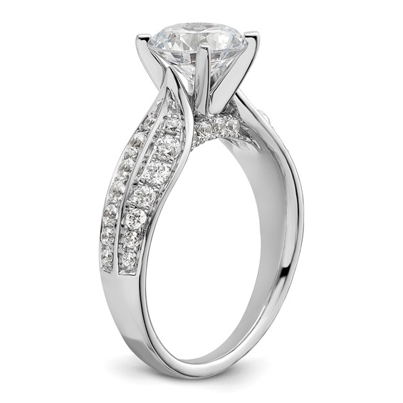 14k White Gold 5/8 carat Lab Grown Diamond VS/SI+ G+ 1 1/2 carat Center Round Semi Mount Shared Prong Engagement Ring