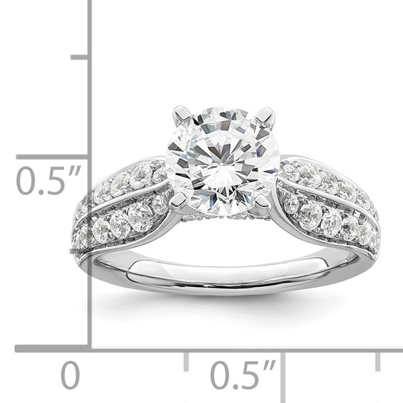 14k White Gold 5/8 carat Lab Grown Diamond VS/SI+ G+ 1 1/2 carat Center Round Semi Mount Shared Prong Engagement Ring