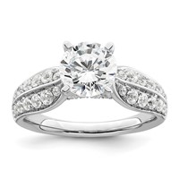14K White Gold 0.62 Carat Lab Grown Diamond VS SI+ G+ 1.50 Carat Center Round Semi Mount Shared Prong Engagement Ring view 1