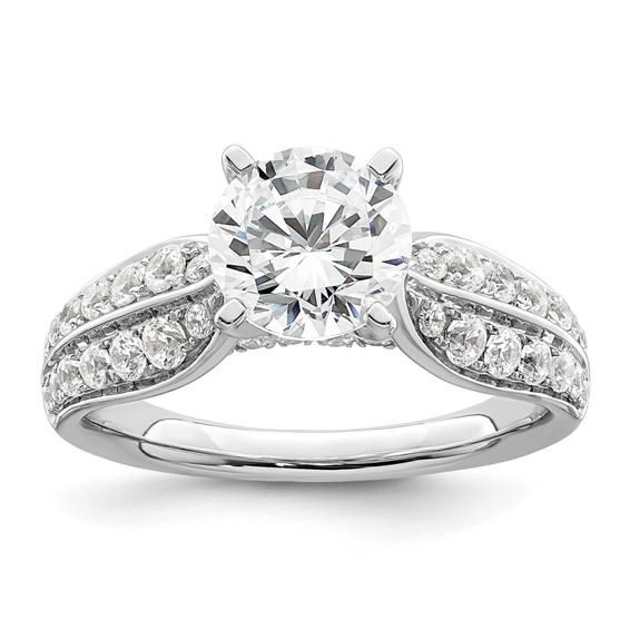 14k White Gold 5/8 carat Lab Grown Diamond VS/SI+ G+ 1 1/2 carat Center Round Semi Mount Shared Prong Engagement Ring
