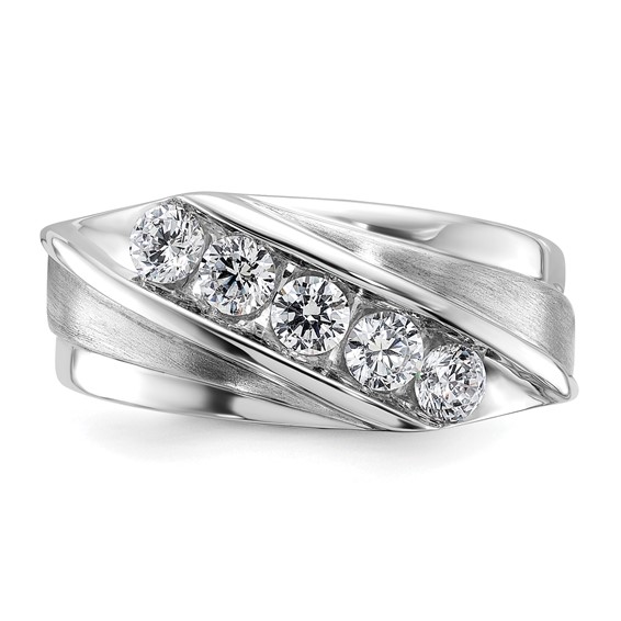 IBGoodman 10k White Gold 3/4 carat Lab Grown Diamond VS/SI+ G+ Five Stone Complete Men's Ring