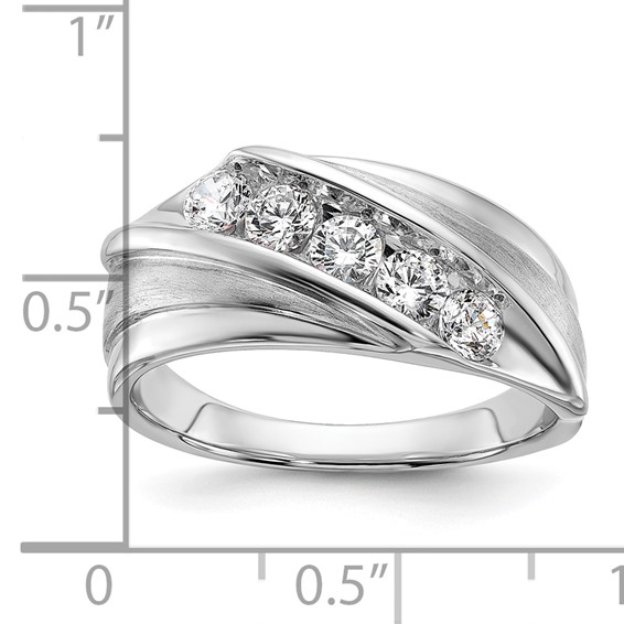 IBGoodman 10k White Gold 3/4 carat Lab Grown Diamond VS/SI+ G+ Five Stone Complete Men's Ring