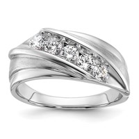 IBGoodman 10K White Gold 0.75 Carat Lab Grown Diamond VS SI+ G+ Five Stone Complete Men's Ring view 1