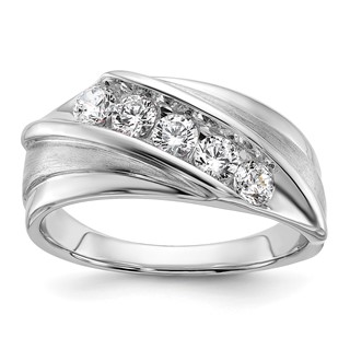 IBGoodman 10k White Gold 3/4 carat Lab Grown Diamond VS/SI+ G+ Five Stone Complete Men's Ring