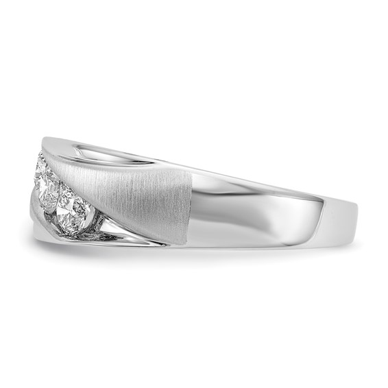 IBGoodman 14k 5/8 carat White Gold Lab Grown Diamond VS/SI+ G+ Three Stone Complete Men's Ring