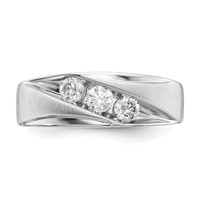 IBGoodman 14K 0.62 Carat White Gold Lab Grown Diamond VS SI+ G+ Three Stone Complete Men's Ring view 4