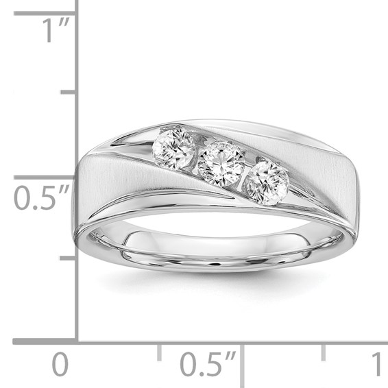 IBGoodman 14k 5/8 carat White Gold Lab Grown Diamond VS/SI+ G+ Three Stone Complete Men's Ring
