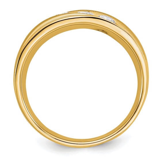 IBGoodman 14k 5/8 carat Lab Grown Diamond VS/SI+ G+ Three Stone Complete Men's Ring