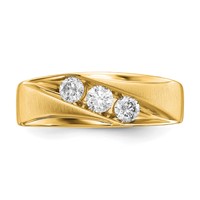 IBGoodman 14K Yellow Gold 0.62 Carat Lab Grown Diamond VS SI+ G+ Three Stone Complete Men's Ring view 5