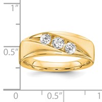 IBGoodman 14K Yellow Gold 0.62 Carat Lab Grown Diamond VS SI+ G+ Three Stone Complete Men's Ring view 4
