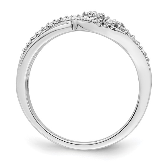 14k White Gold Polished Fancy Florina Wave 1/6 carat Diamond Ring