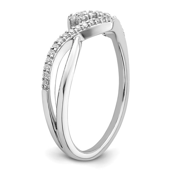 14k White Gold Polished Fancy Florina Wave 1/6 carat Diamond Ring