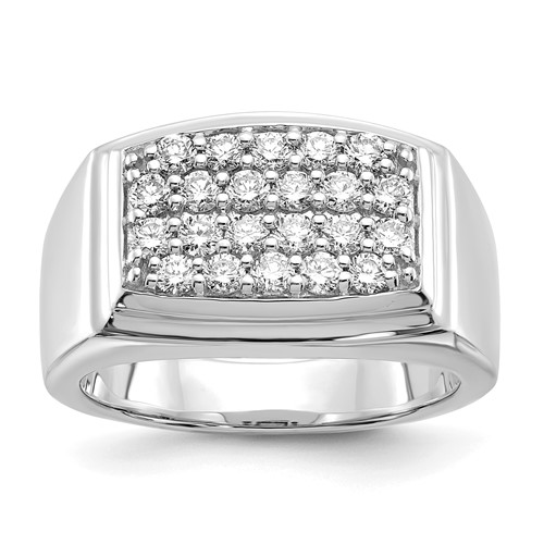 IBGoodman 10K White Gold 1 Carat Lab Grown Diamond VS SI+ G+ Cluster Men's Ring