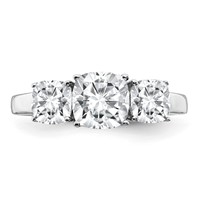 14K White Gold 2.33 Carat Certified Lab Grown Diamond VS+ F+ Cushion Complete Three Stone Engagement Ring view 4