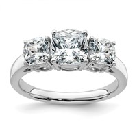 14K White Gold 2.33 Carat Certified Lab Grown Diamond VS+ F+ Cushion Complete Three Stone Engagement Ring view 1