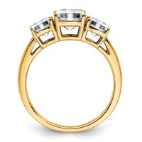 14K Yellow Gold 2.33 Carat Certified Lab Grown Diamond VS+ F+ Cushion Complete Three Stone Engagement Ring view 2