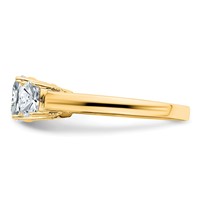 14K Yellow Gold 2.33 Carat Certified Lab Grown Diamond VS+ F+ Cushion Complete Three Stone Engagement Ring view 3