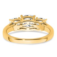 14K Yellow Gold 2.33 Carat Certified Lab Grown Diamond VS+ F+ Cushion Complete Three Stone Engagement Ring view 5