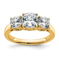 14K Yellow Gold 2.33 Carat Certified Lab Grown Diamond VS+ F+ Cushion Complete Three Stone Engagement Ring view 1