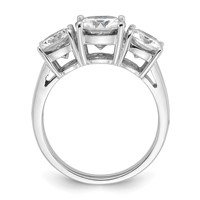 14K White Gold 3.75 Carat Certified Lab Grown Diamond VS+ F+ Cushion Complete Three Stone Engagement Ring view 2