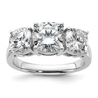 14K White Gold 3.75 Carat Certified Lab Grown Diamond VS+ F+ Cushion Complete Three Stone Engagement Ring view 1