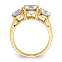 14K Yellow Gold 3.75 Carat Certified Lab Grown Diamond VS+ F+ Cushion Complete Three Stone Engagement Ring view 2