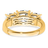 14K Yellow Gold 3.75 Carat Certified Lab Grown Diamond VS+ F+ Cushion Complete Three Stone Engagement Ring view 5