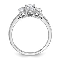 14K White Gold 1.33 Carat Lab Grown Diamond VS+ F+ Oval Complete Three Stone Engagement Ring view 2