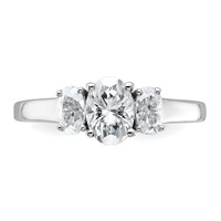 14K White Gold 1.33 Carat Lab Grown Diamond VS+ F+ Oval Complete Three Stone Engagement Ring view 4