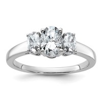 14K White Gold 1.33 Carat Lab Grown Diamond VS+ F+ Oval Complete Three Stone Engagement Ring view 1