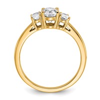 14K Yellow Gold 0.50 Carat Lab Grown Diamond VS+ F+ 0.88 Oval Center Semi Mount Three Stone Engagement Ring view 2