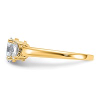 14K Yellow Gold 0.50 Carat Lab Grown Diamond VS+ F+ 0.88 Oval Center Semi Mount Three Stone Engagement Ring view 3