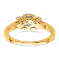 14K Yellow Gold 0.50 Carat Lab Grown Diamond VS+ F+ 0.88 Oval Center Semi Mount Three Stone Engagement Ring view 5