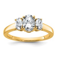 14K Yellow Gold 0.50 Carat Lab Grown Diamond VS+ F+ 0.88 Oval Center Semi Mount Three Stone Engagement Ring view 1