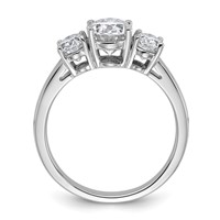 14K White Gold 3 Carat Lab Grown Diamond VS+ F+ Oval Complete Three Stone Engagement Ring view 2