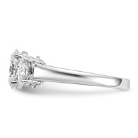 14K White Gold 3 Carat Lab Grown Diamond VS+ F+ Oval Complete Three Stone Engagement Ring view 3